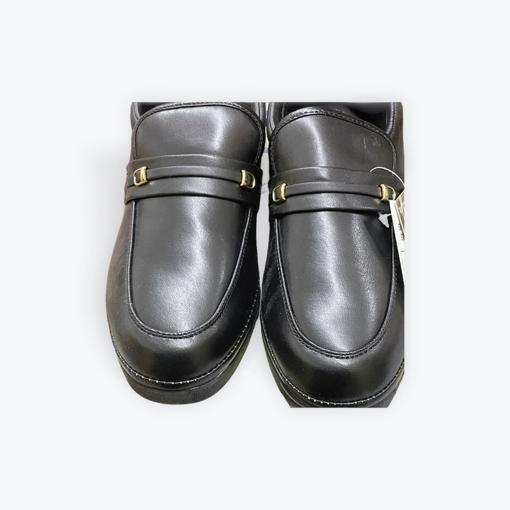 Elegant Black Slip-On Loafers with Gold Detail